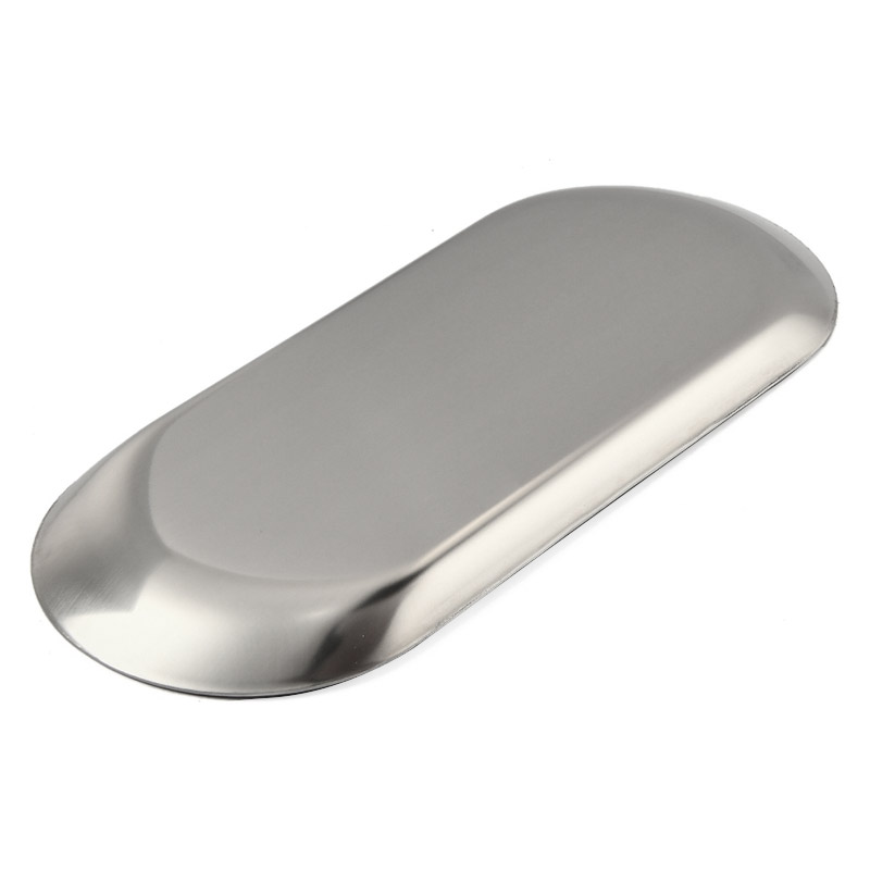 Декоративная тарелка из нерж. ст., 230х90х10 мм, Овальная, Темное серебро (INS-051984)