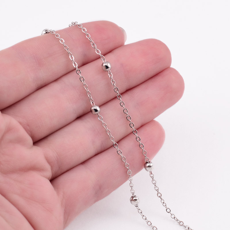 Цепь, Темное серебро, 2х1,7 мм с шариками 3,5 мм (ZEP-056066)