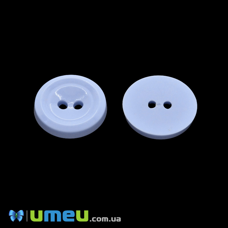 Пуговица пластиковая Круглая, 17,5 мм, Голубая (PUG-047898)