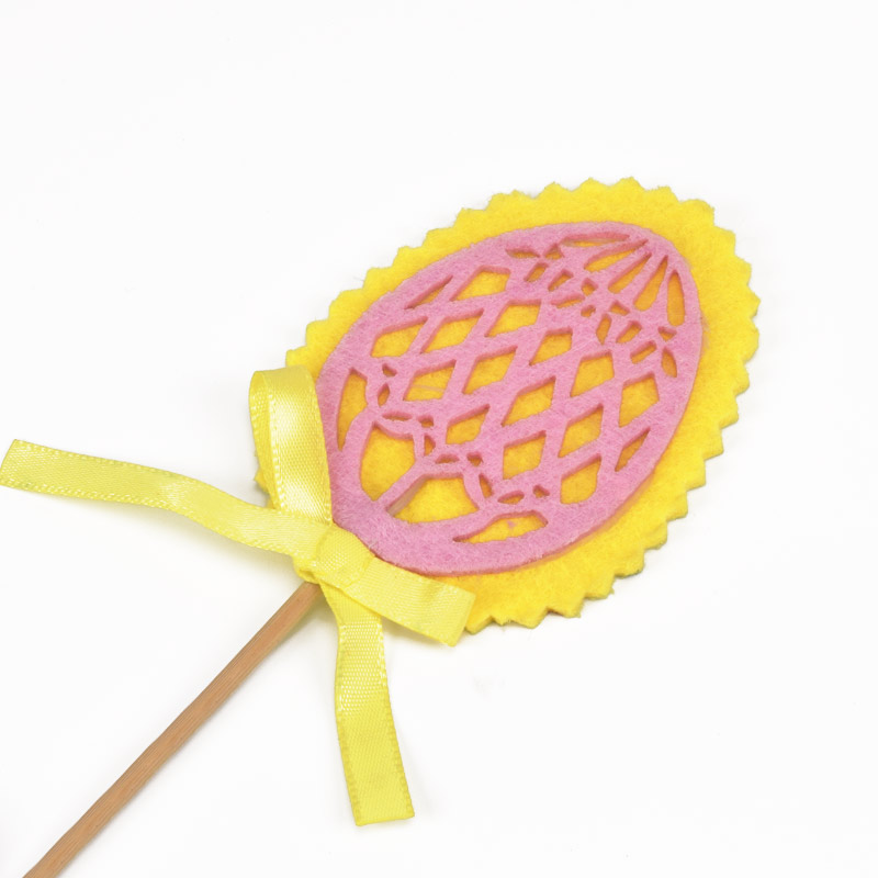 Декоративное изделие из фетра топер "Кружевное яйцо", 7х5 см, Розовый (FLT-057132)