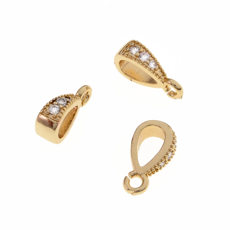 Бейл, 10,5 мм, Латунь с покрытием 14 kt, Куб. цирконий (OSN-055385)