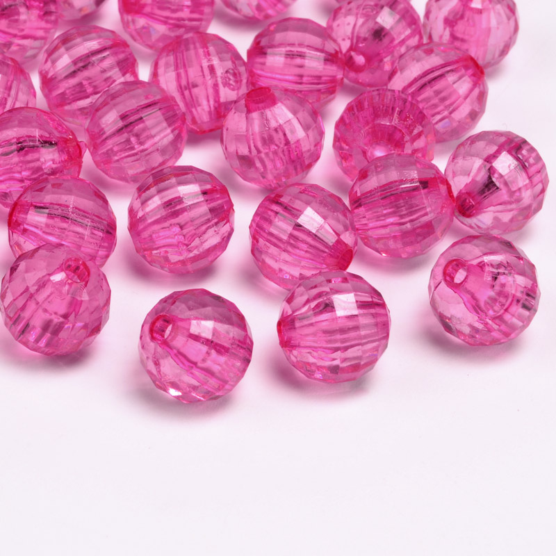 Бусины для сумок ОПТ, Акриловые, Круглые граненые, 9,5 мм, Розовые (BUS-054542)