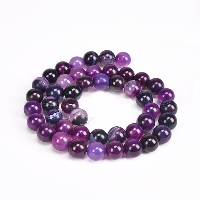 Намистини Агат фіолетовий, Натур. камінь, 8 мм, 38 см, Круглі (BUS-051690)