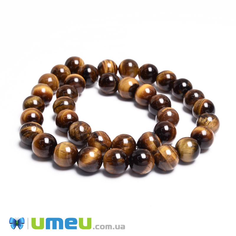 Намистини Тигрове око, Натур. камінь, 10,5 мм, Круглі, 38 см (BUS-049738)