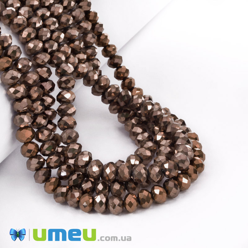 Бусины рондели, 6х5 мм, Медь (металлик) (BUS-049339)