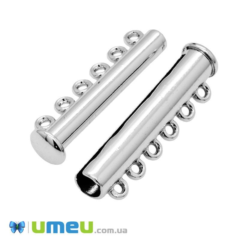 Магнітний замок-слайдер на 6 ниток, Темне срібло, 33х10,5 мм (ZAM-047267)