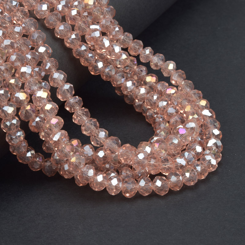 Бусины рондели, 6х5 мм, Розово-персиковые AB (BUS-057088)