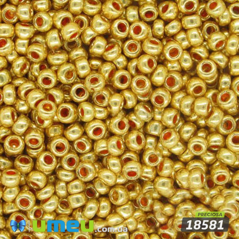 Бісер чеський №903 / 18581, Золотий, Металізований, 10/0 (BIS-006443)