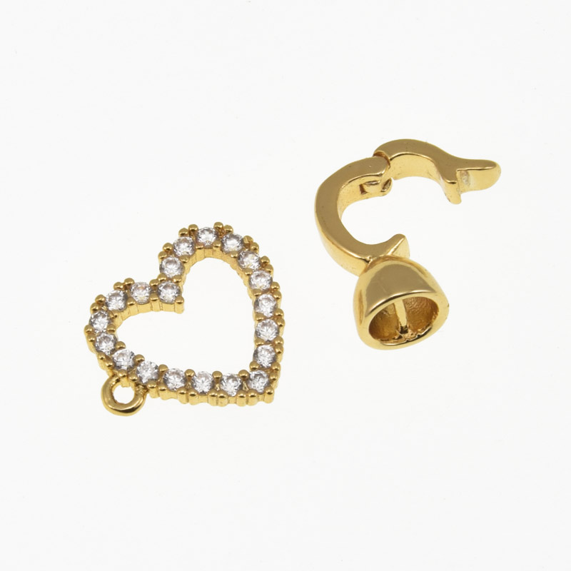 Застёжка, 22х12 мм, Латунь с покрытием 18 kt, Куб. цирконий (ZAM-060837)