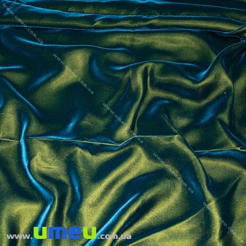 Бархат итальянский шелковый, Ширина 20 см, Зеленый хамелеон (TKN-036621)