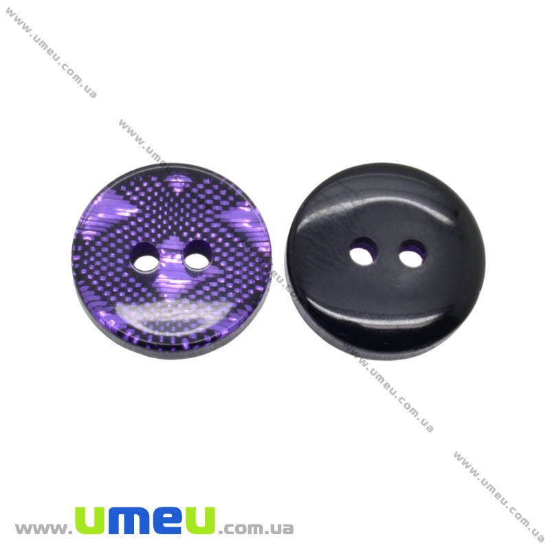 Пуговица пластиковая Круглая, 13 мм, Фиолетовая (PUG-016464)