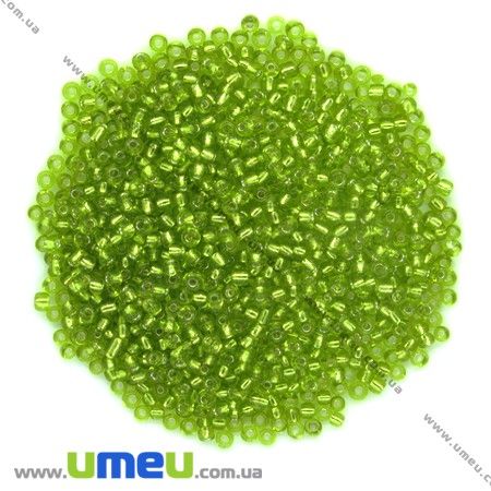 Бисер китайский средний, 8/0, Салатовый блестящий, 3 мм (BIS-007984)