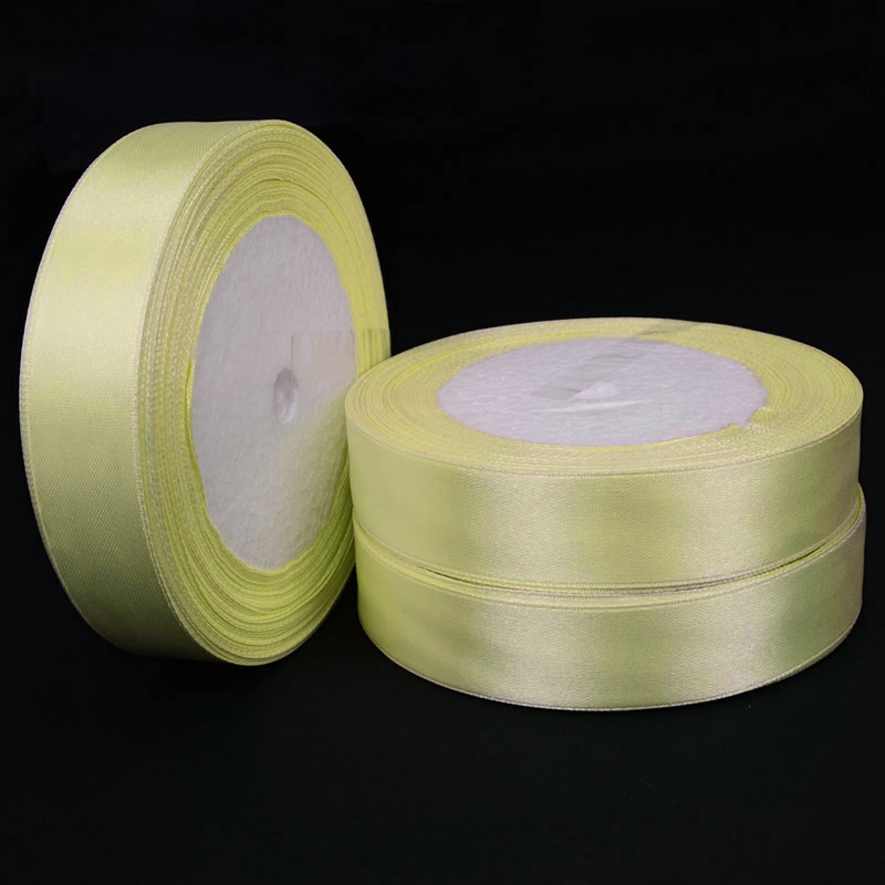 Атласная лента, 25 мм, Желтая светлая (LEN-055240)