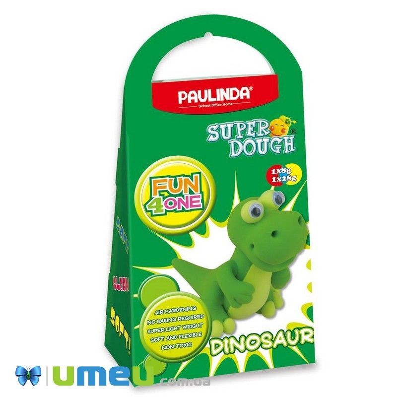 Маса для ліплення Paulinda Super Dough Fun4one Динозавр (рухливі очі) (DIF-043543)