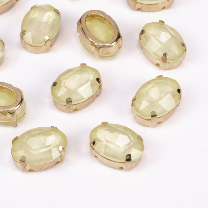 Шатон овальний 14х10 мм, Золото, Жовтий (KAB-052957)