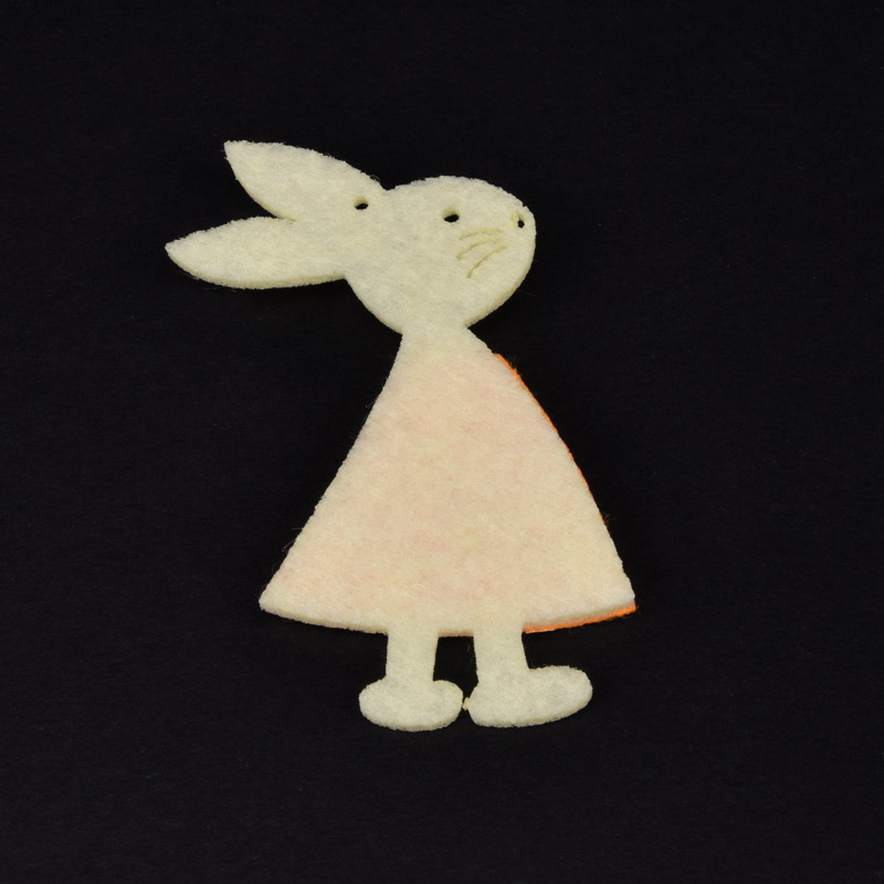 Декоративний виріб із фетру Кролик, 8х5 см, Помаранчевий (FLT-057299)