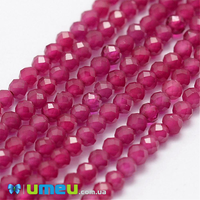 Намистини Рубін синтетичний, 2 мм, Круглі грановані (BUS-040882)