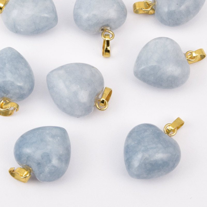 Підвіска Серце, Натур. камінь Аквамарин, 18х15х10 мм (POD-057916)