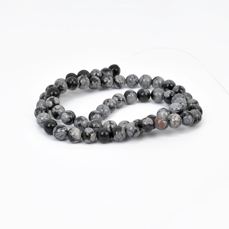 Намистини Сніжний обсидіан, Натур. камінь, 6,5 мм, Круглі (BUS-057999)