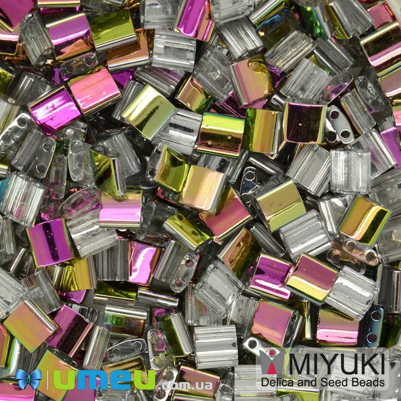 Бісер японський Miyuki TILA №4552, 5х5 мм, Сріблястий АВ двосторонній (BIS-046062)