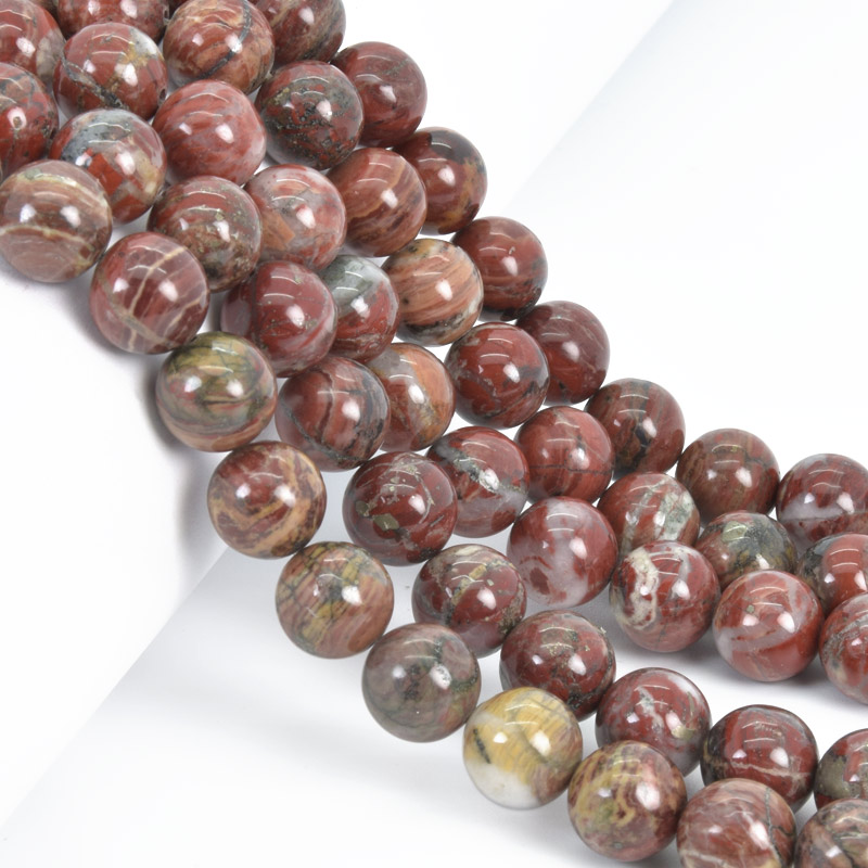 Намистини Яшма брекчієва, Натур. камінь, 10 мм, Круглі (BUS-058036)