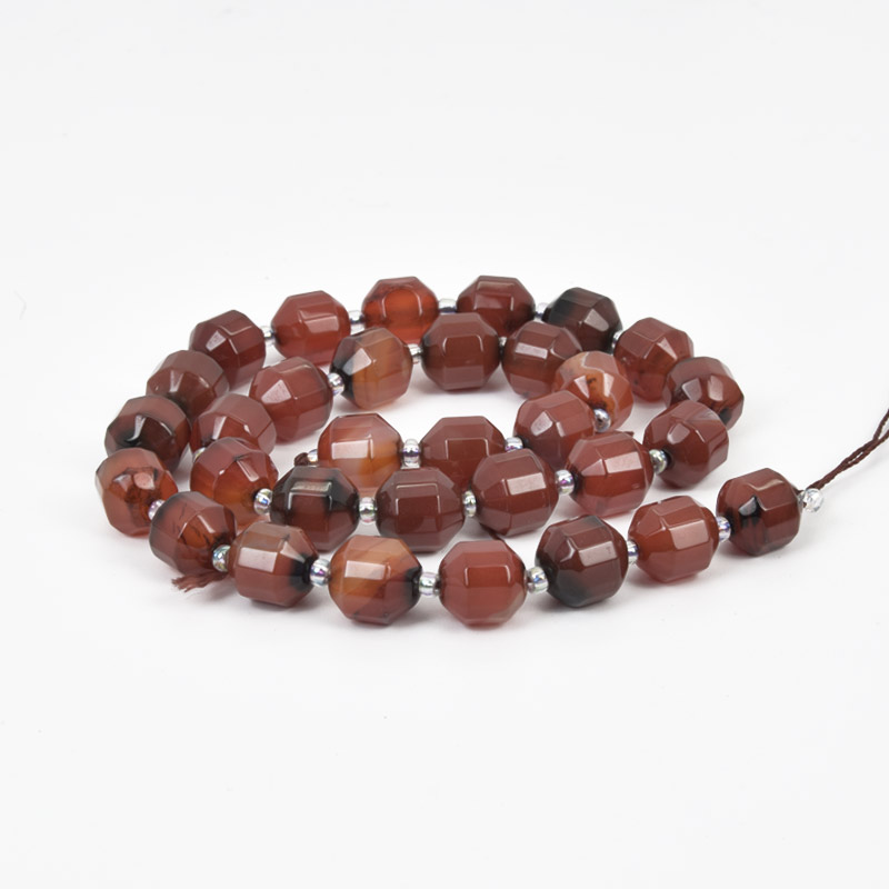 Бусины Агат коричневый, Натур. камень, 10 мм, Круглые граненые (BUS-058216)