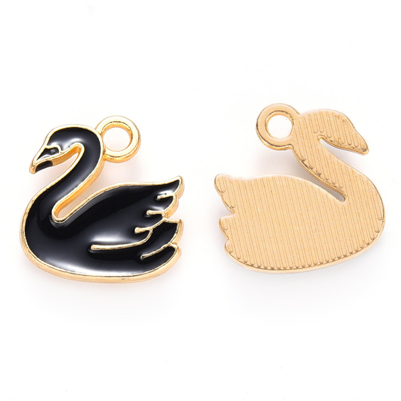 Подвеска метал. Лебедь черный, 14х14 мм, Золото (POD-053607)