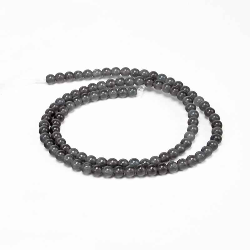 Бусины Кошачий глаз, Синт. камень, 4 мм, Серые, Круглые (BUS-054280)