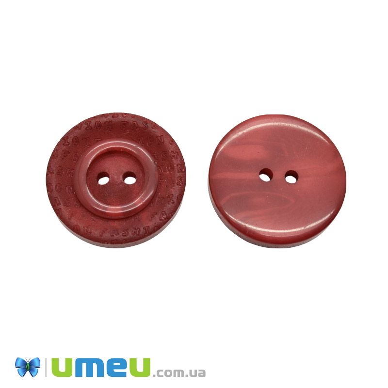 Пуговица пластиковая тонированная Круглая, 28 мм, Красная (PUG-046306)