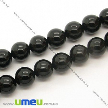 [Архів] Намистина натуральний камінь Агат чорний, 10 мм, Кругла (BUS-006427)
