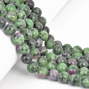 Намистини Рубін у цоїзиті, Натур. камінь,10 мм, Круглі (BUS-058025)