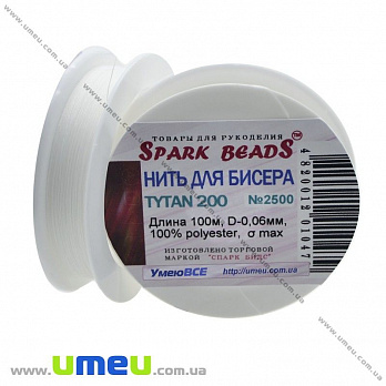 Нитка для бісеру Титан 200, Біла №2500, 100 м (MUL-010670)
