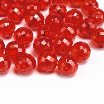 Намистини для сумок ОПТ, Акрилові, Круглі грановані, 9,5 мм, Червоні (BUS-054540)