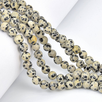 Намистини Яшма далматинова, Натур. камінь, 6,5 мм, Круглі (BUS-057992)