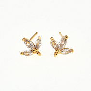 Пусеты, Латунь с покрытием 18 kt, Стразы куб. цирконий, 9х8х16 мм (OSN-059991)