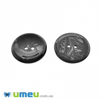 Пуговица пластиковая Круглая, 28 мм, Черная (PUG-046474)