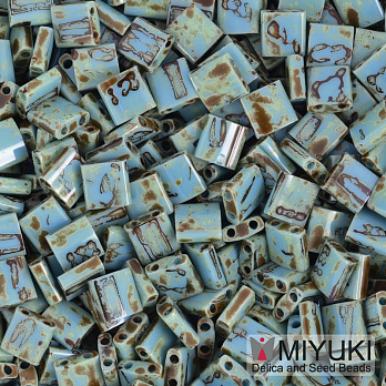 Бісер японський Miyuki TILA №4514, 5х5 мм, Бірюзовий Пікассо (BIS-053225)