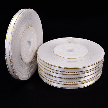 Атласная лента с люрексом, 6 мм, Молочная (LEN-052852)