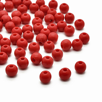 Бусины пластиковые Круглые, 6 мм, Красные (BUS-002991)