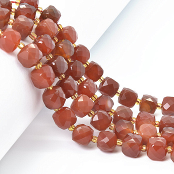 Намистини Сердолік, Натур. камінь, 8 мм, Куб гранований (BUS-058220)