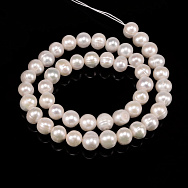 Намистини Перли річкові натуральні, Молочний, 7-9 мм (36 см) (BUS-048782)