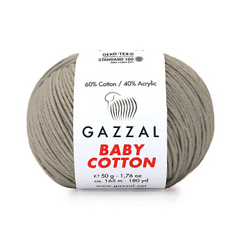 Пряжа Gazzal Baby Cotton №3464, 50 г, 165 м, Бежевая (YAR-060774)