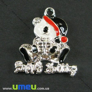 Підвіска метал. Ведмідь, 19х17 мм, Світле срібло (POD-003471)