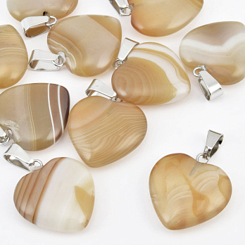 Подвеска Сердце, Натур. камень Агат коричневый, 20х20 мм (POD-058530)