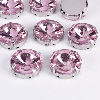 Шатон круглий 18 мм, Темне срібло, Рожевий (KAB-052995)