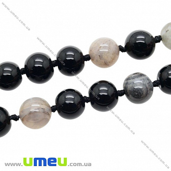 [Архів] Намистина натуральний камінь Агат чорний, 10 мм, Кругла (BUS-027185)