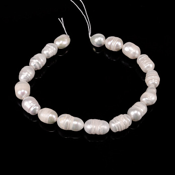 Бусины Жемчуг речной натуральный молочный, Рис, 7-9х10-14 мм (18 см) (BUS-053736)