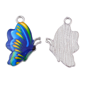 Подвеска метал. Бабочка синяя, 16х24х2 мм, Темное серебро (POD-053748)