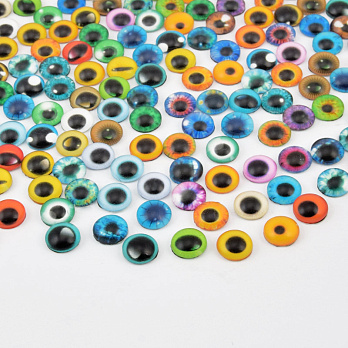 Кабошони скляні з принтом Око, 8 мм, Круглі, Мікс (KAB-057874)