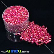 Намистини акрилові Біконуси, 4х4 мм, Малинові АВ (BUS-037186)